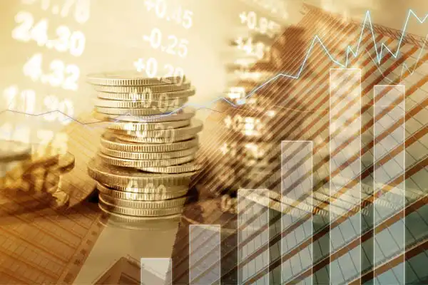 Graph representing the market fluctuations of the price of gold.